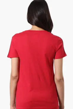 Canada Weather Gear 67 Print Stripe Detail Tee - Red