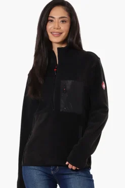 Canada Weather Gear 1/4 Zip Polar Fleece Pullover Sweater - Black