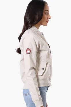 Canada Weather Gear Basic Zip Up Bomber Lightweight Jacket - Cream