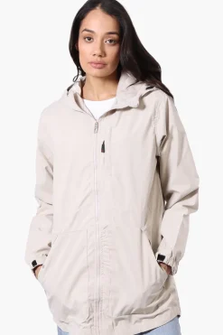 Canada Weather Gear Coated Microfiber Hooded Lightweight Jacket - Cream