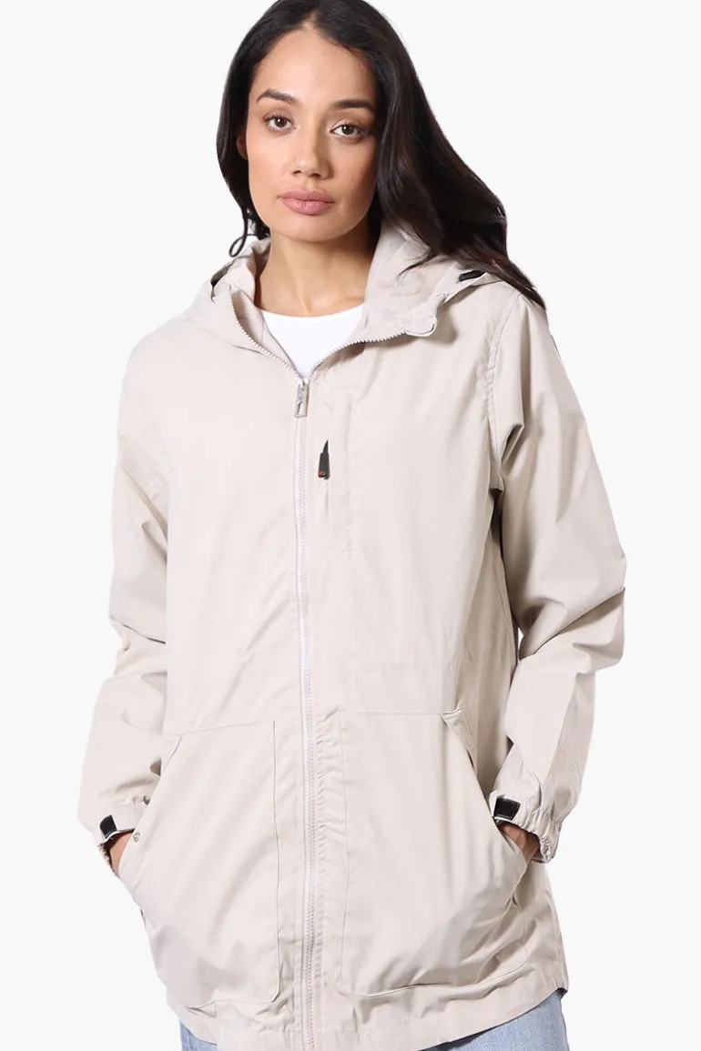 Canada Weather Gear Coated Microfiber Hooded Lightweight Jacket - Cream