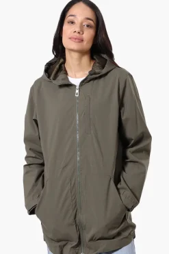 Canada Weather Gear Coated Microfiber Hooded Lightweight Jacket - Olive