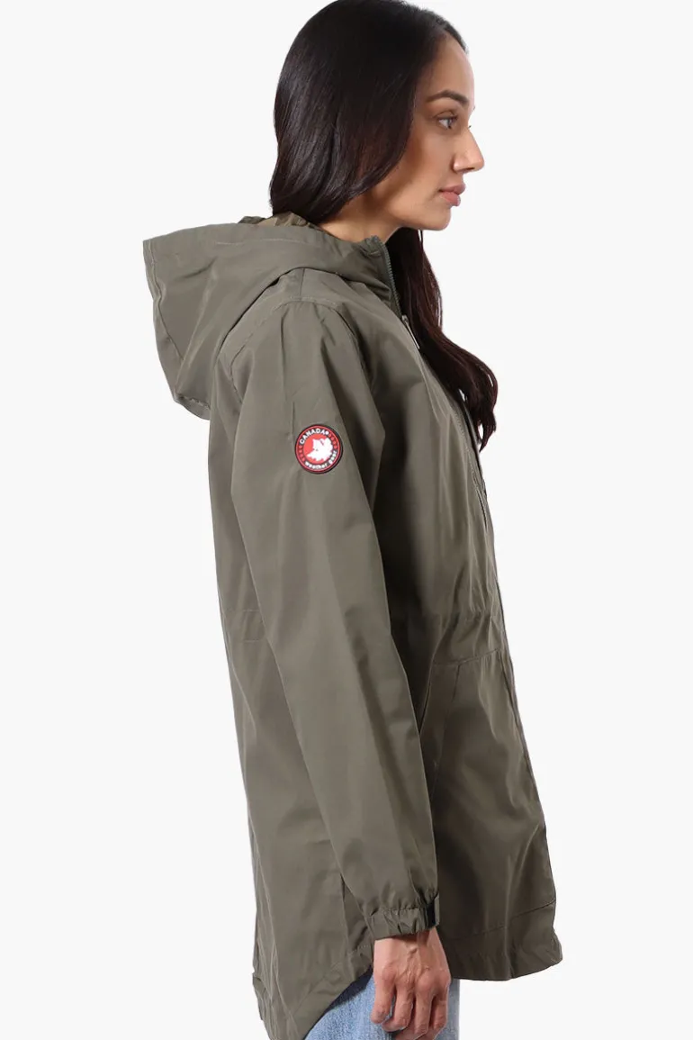 Canada Weather Gear Coated Microfiber Hooded Lightweight Jacket - Olive