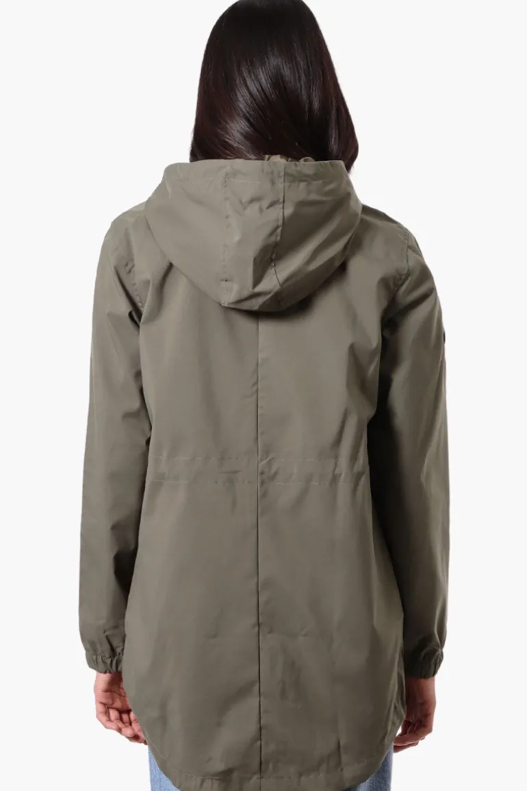 Canada Weather Gear Coated Microfiber Hooded Lightweight Jacket - Olive