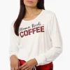 Canada Weather Gear Coffee Print Drawstring Pajama Top - White