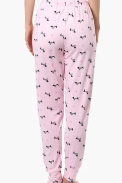 Canada Weather Gear Dachshund Pattern Tie Waist Pajama Pants - Pink