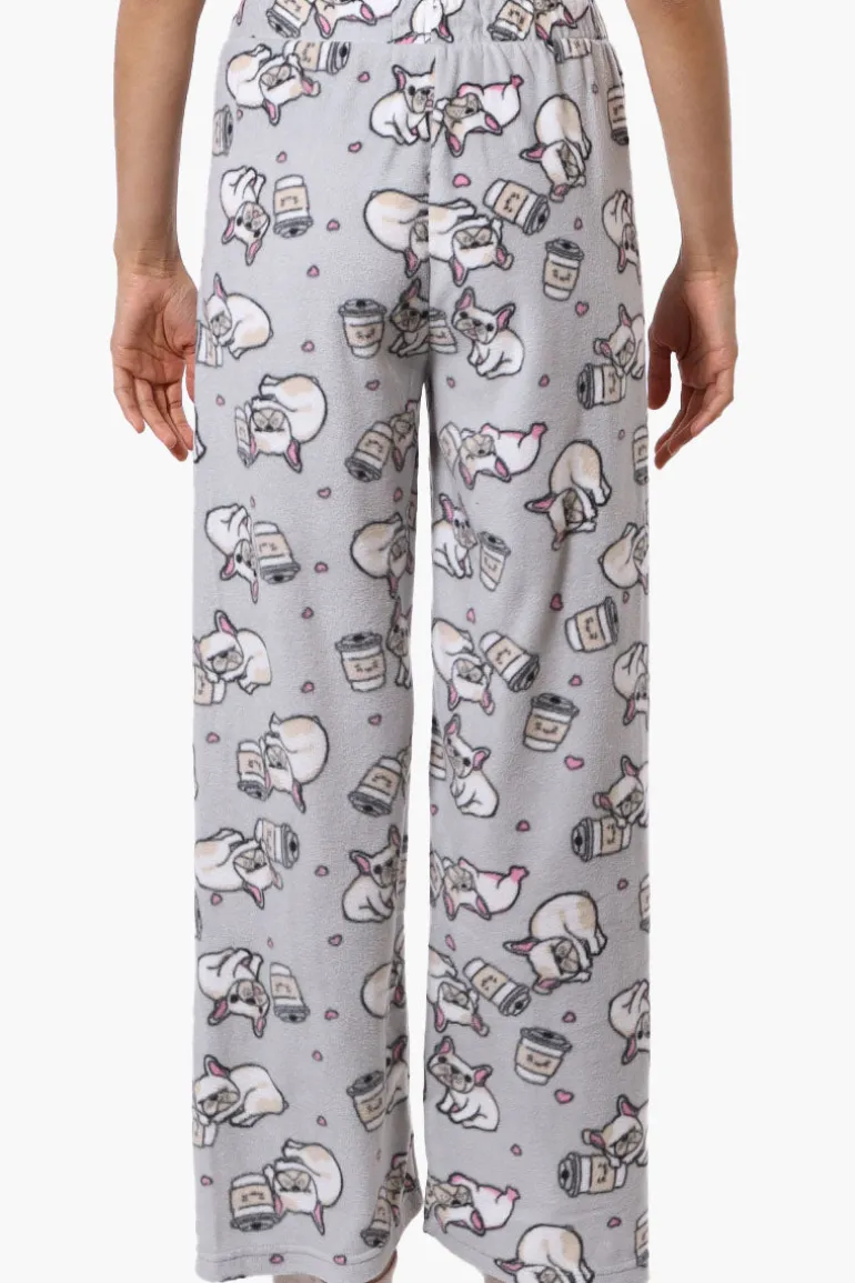 Canada Weather Gear Dog Pattern Wide Leg Pajama Pants - Grey