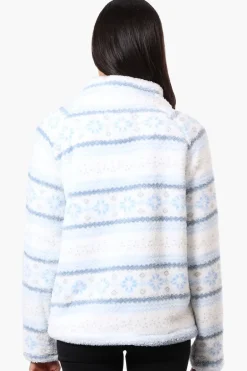 Canada Weather Gear Fair Isle Pattern 1/4 Zip Pullover Sweater - Blue