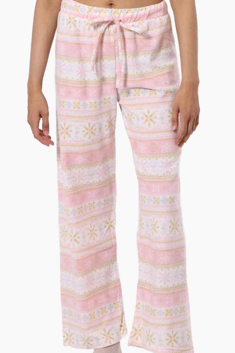 Canada Weather Gear Festive Pattern Wide Leg Pajama Pants - Blush
