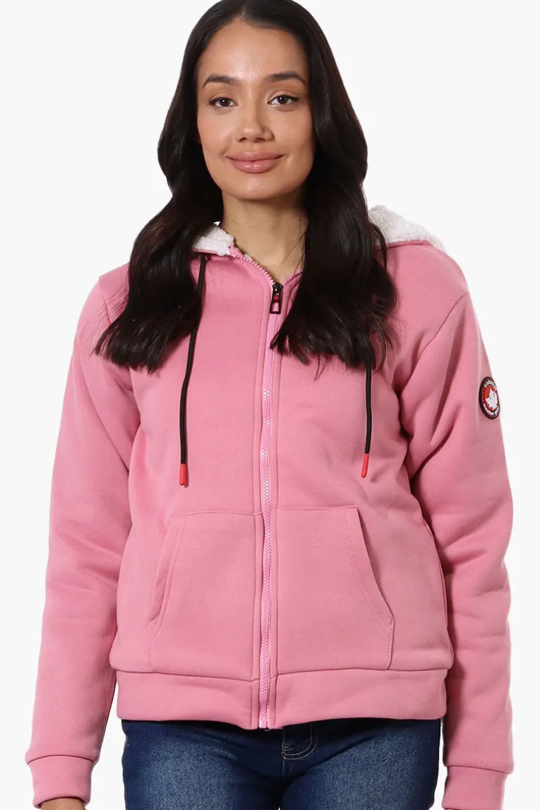 Canada Weather Gear Fleece Lined Zip Up Hoodie - Pink