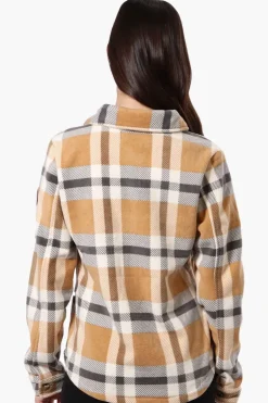 Canada Weather Gear Fleece Plaid Button Up Shirt - Beige