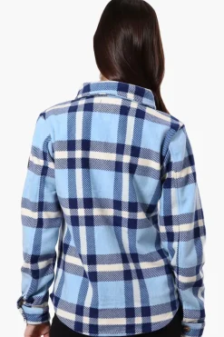 Canada Weather Gear Fleece Plaid Button Up Shirt - Blue