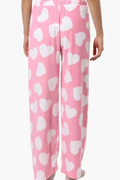 Canada Weather Gear Heart Pattern Wide Leg Pajama Pants - Pink