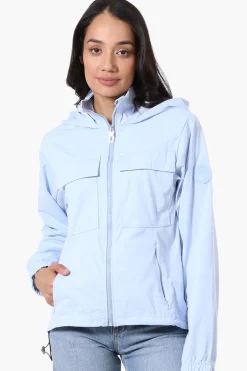 Canada Weather Gear Hooded 4 Pocket Zip Up Lightweight Jacket - Blue