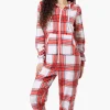 Canada Weather Gear Hooded Plaid Fleece Onesie - White