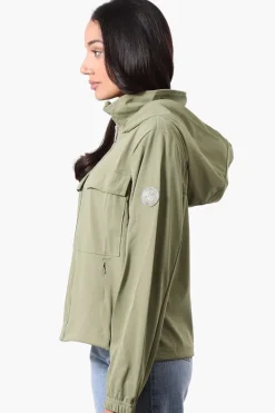 Canada Weather Gear Hooded 4 Pocket Zip Up Lightweight Jacket - Olive