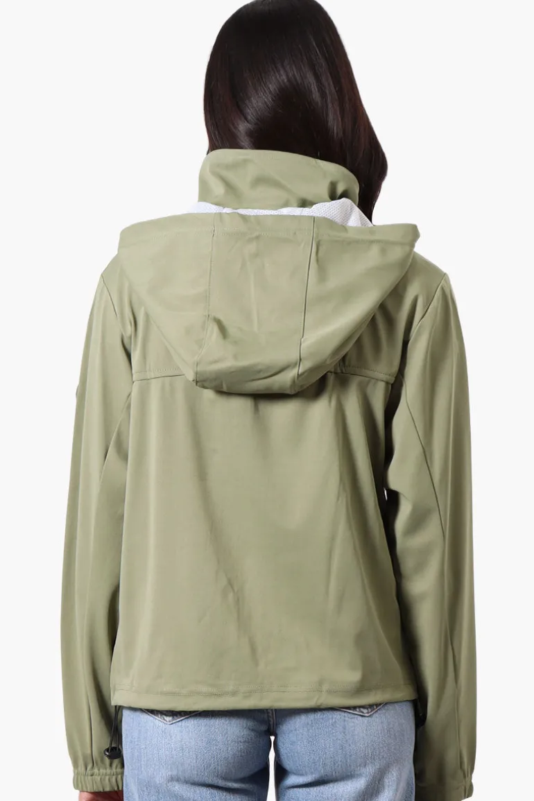 Canada Weather Gear Hooded 4 Pocket Zip Up Lightweight Jacket - Olive