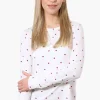 Canada Weather Gear Ladybug Pattern Henley Pajama Top - White