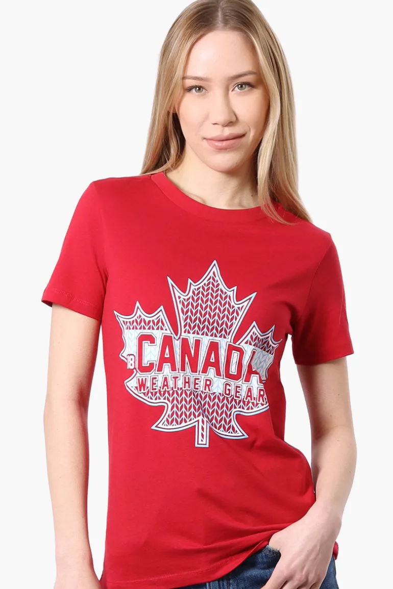 Canada Weather Gear Leaf Logo Print Tee - Red