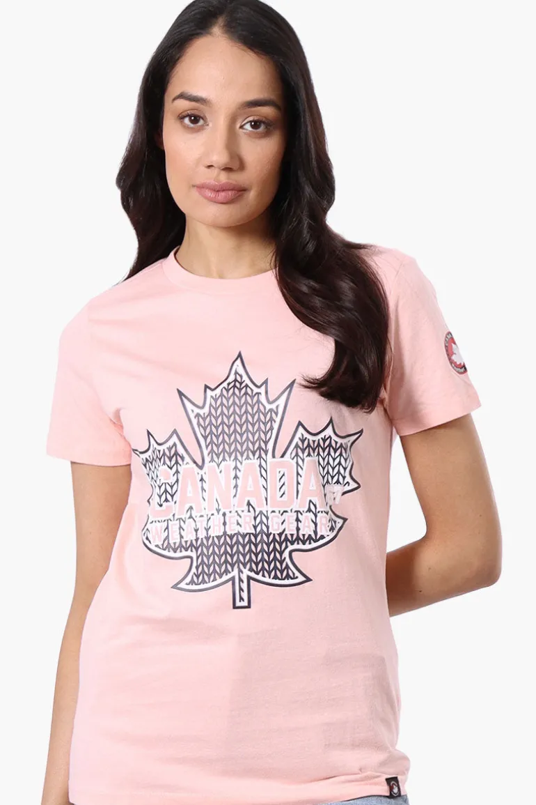 Canada Weather Gear Maple Leaf Print Tee - Blush