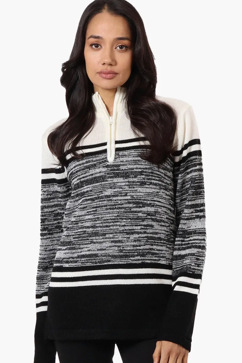 Canada Weather Gear Patterned 1/4 Zip Pullover Sweater - White