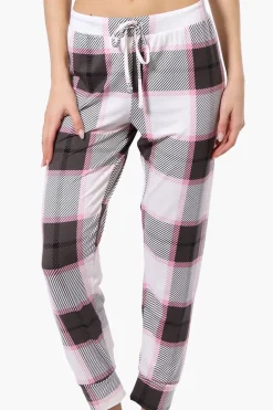 Canada Weather Gear Plaid Tie Waist Pajama Bottoms - White