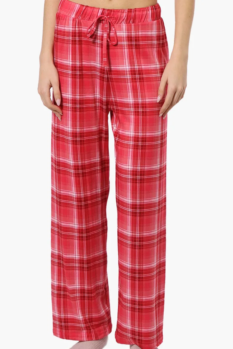 Canada Weather Gear Plaid Wide Leg Pajama Bottoms - Red