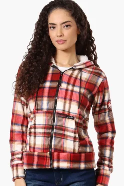 Canada Weather Gear Plaid Fleece Lined Hoodie - Red