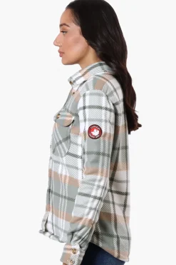 Canada Weather Gear Plaid Fleece Button Up Lightweight Jacket - Mint
