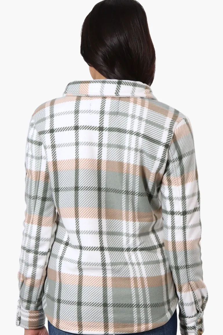 Canada Weather Gear Plaid Fleece Button Up Lightweight Jacket - Mint