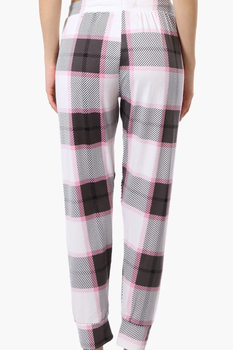 Canada Weather Gear Plaid Tie Waist Pajama Bottoms - White