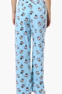 Canada Weather Gear Pug Pattern Wide Leg Pajama Bottoms - Blue