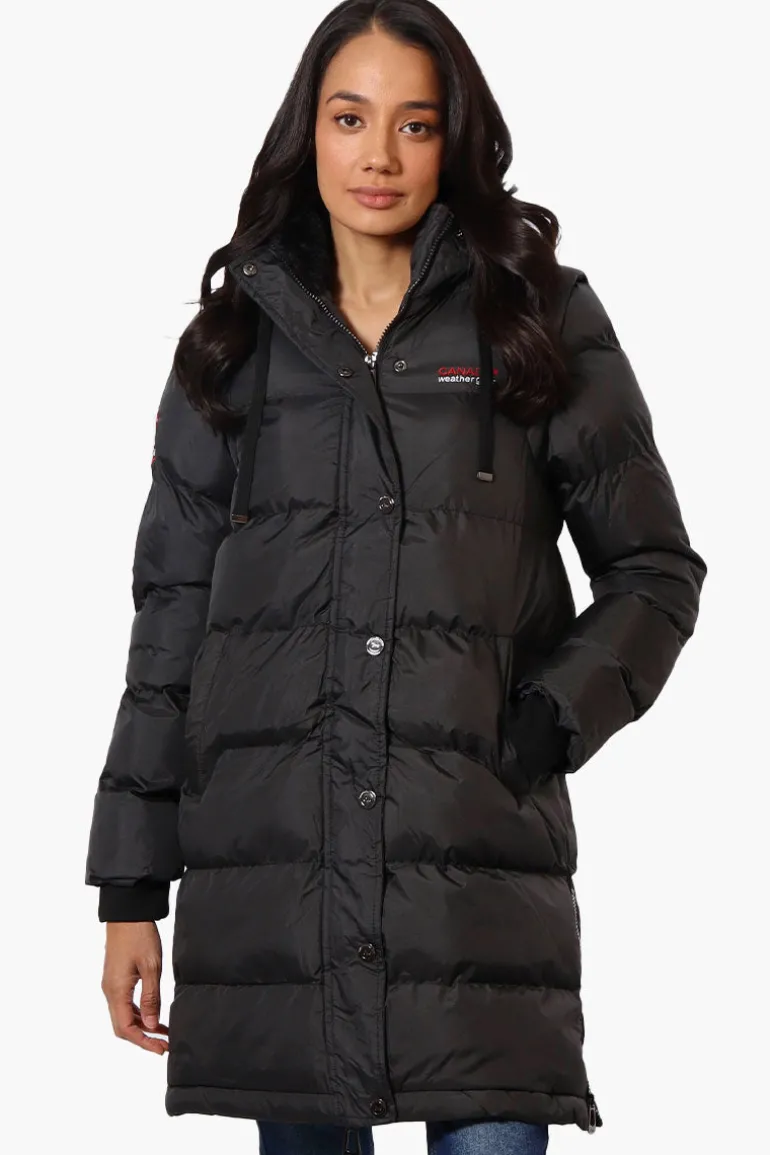 Canada Weather Gear Side Slit Puffer Parka Jacket - Black