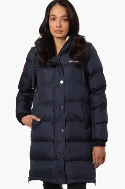 Canada Weather Gear Side Slit Puffer Parka Jacket - Navy