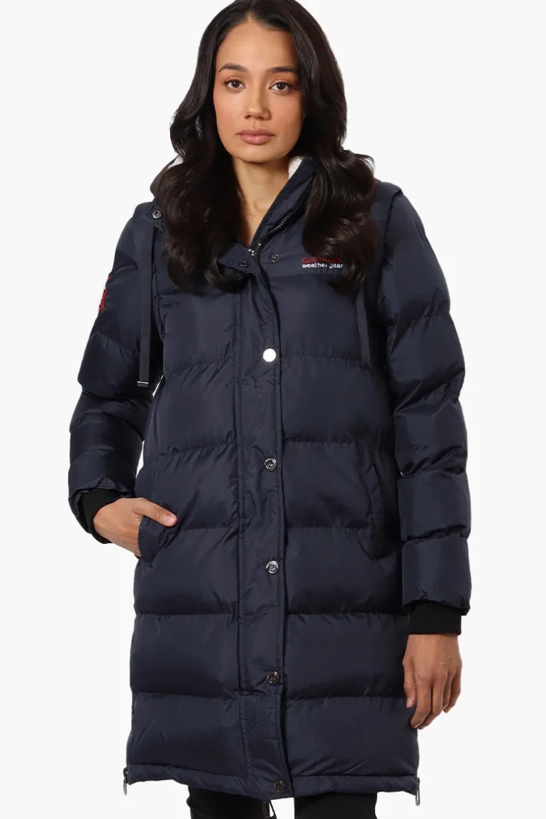 Canada Weather Gear Side Slit Puffer Parka Jacket - Navy