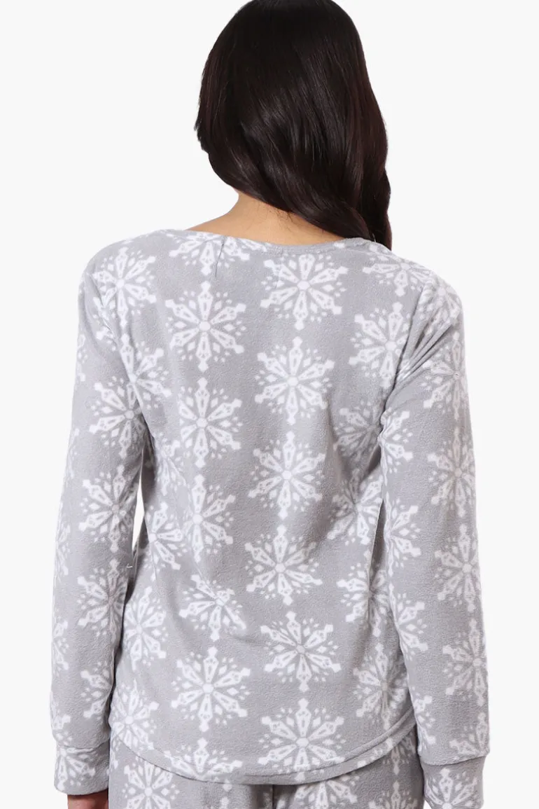 Canada Weather Gear Snowflake Pattern Pajama Top - Grey