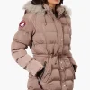 Canada Weather Gear Tie Waist Vegan Fur Hood Parka Jacket - Pink