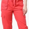 Canada Weather Gear Tie Waist Cargo Capris - Coral
