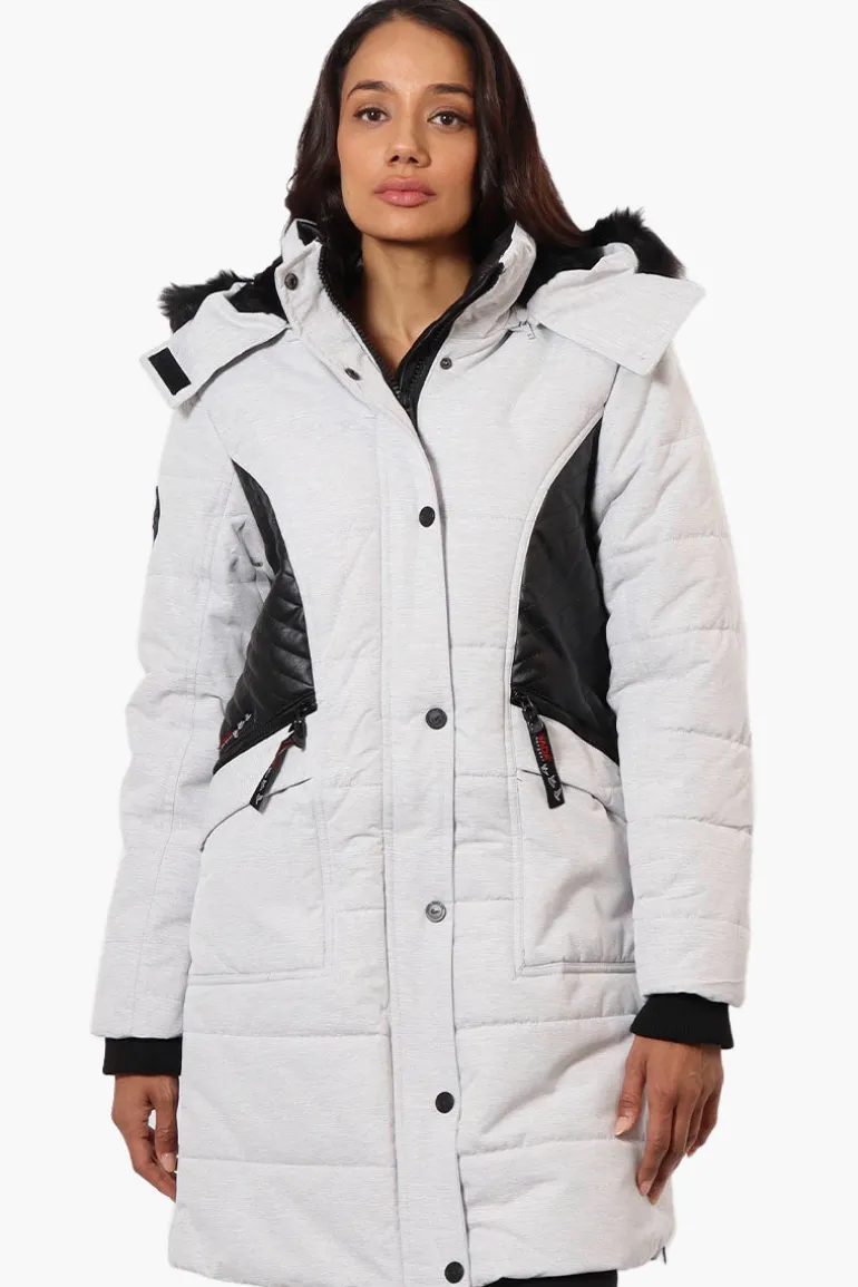 Canada Weather Gear Vegan Leather Insert Parka Jacket - Grey