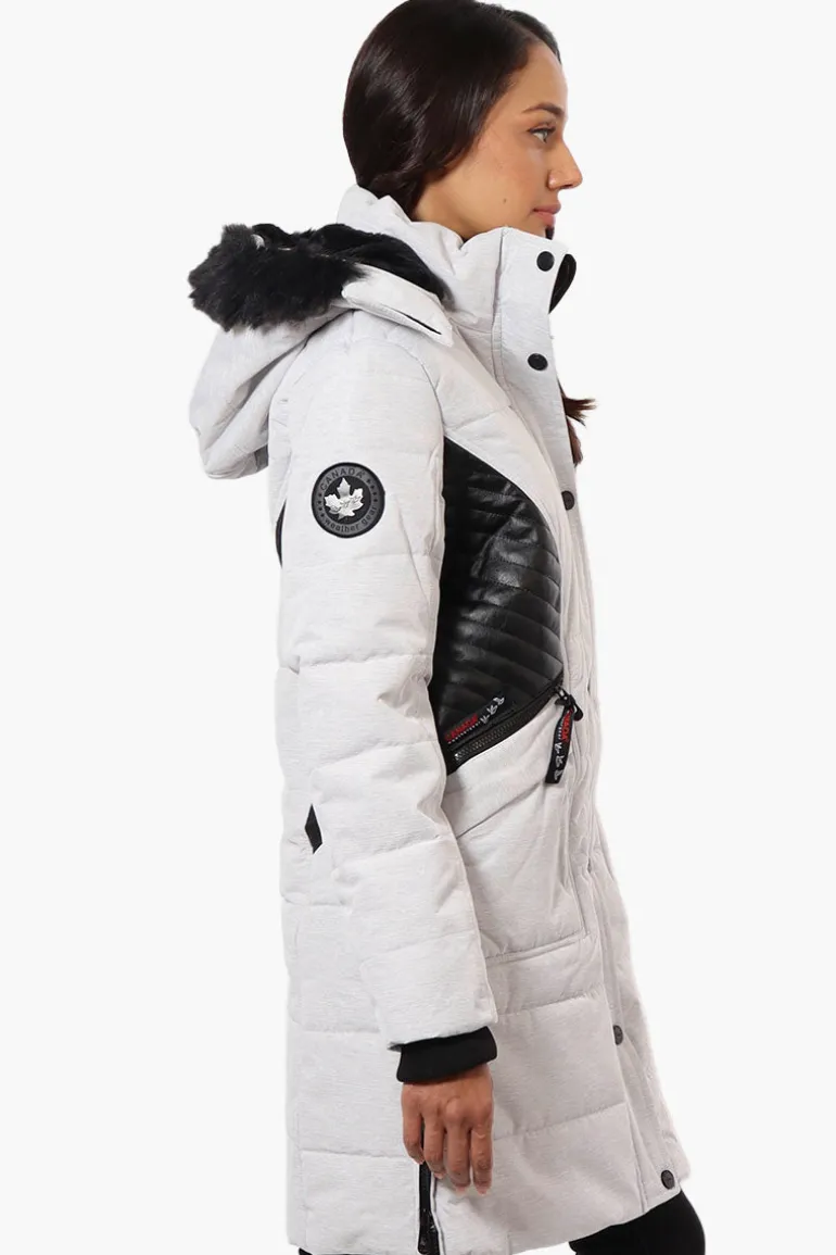 Canada Weather Gear Vegan Leather Insert Parka Jacket - Grey