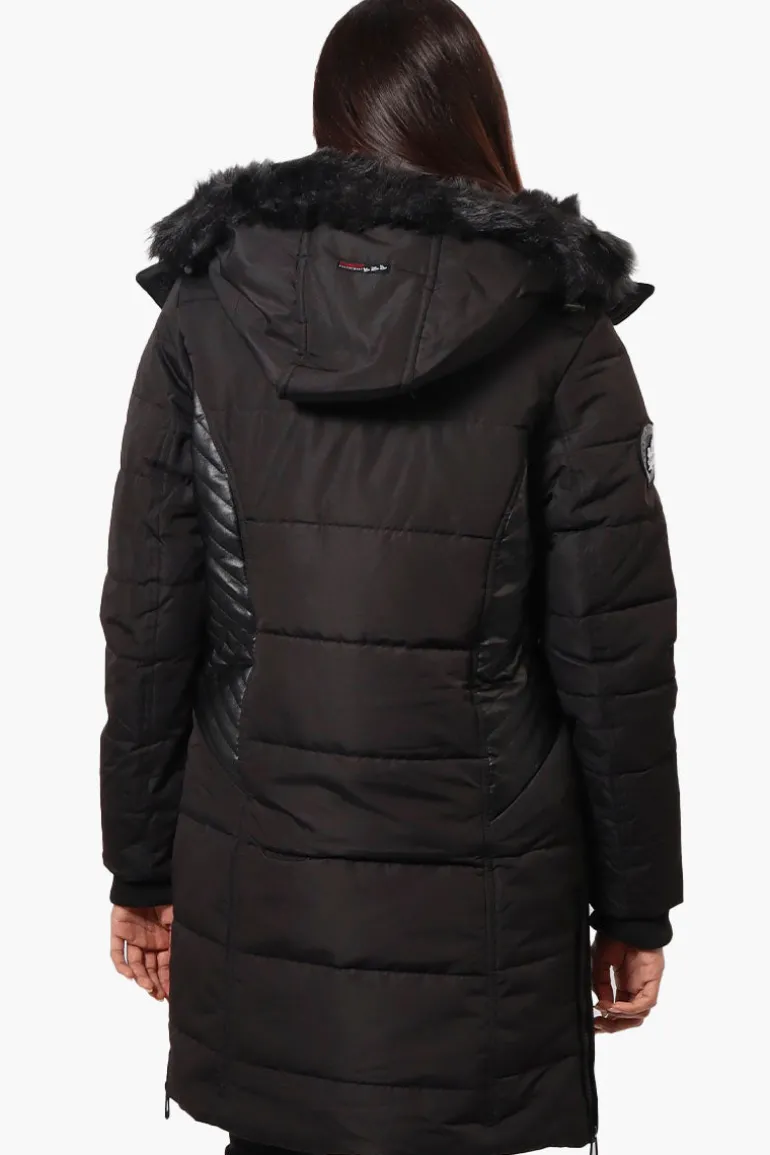 Canada Weather Gear Vegan Leather Insert Parka Jacket - Black