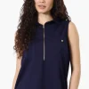 Costa Blanca Half Zip Sleeveless Blouse - Navy