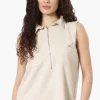 Costa Blanca Half Zip Sleeveless Blouse - Cream