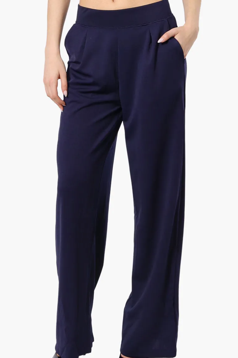 Costa Blanca Pleated Wide Leg Pants - Navy