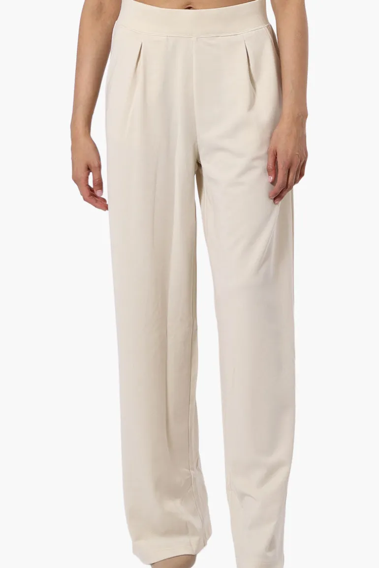 Costa Blanca Pleated Wide Leg Pants - Cream