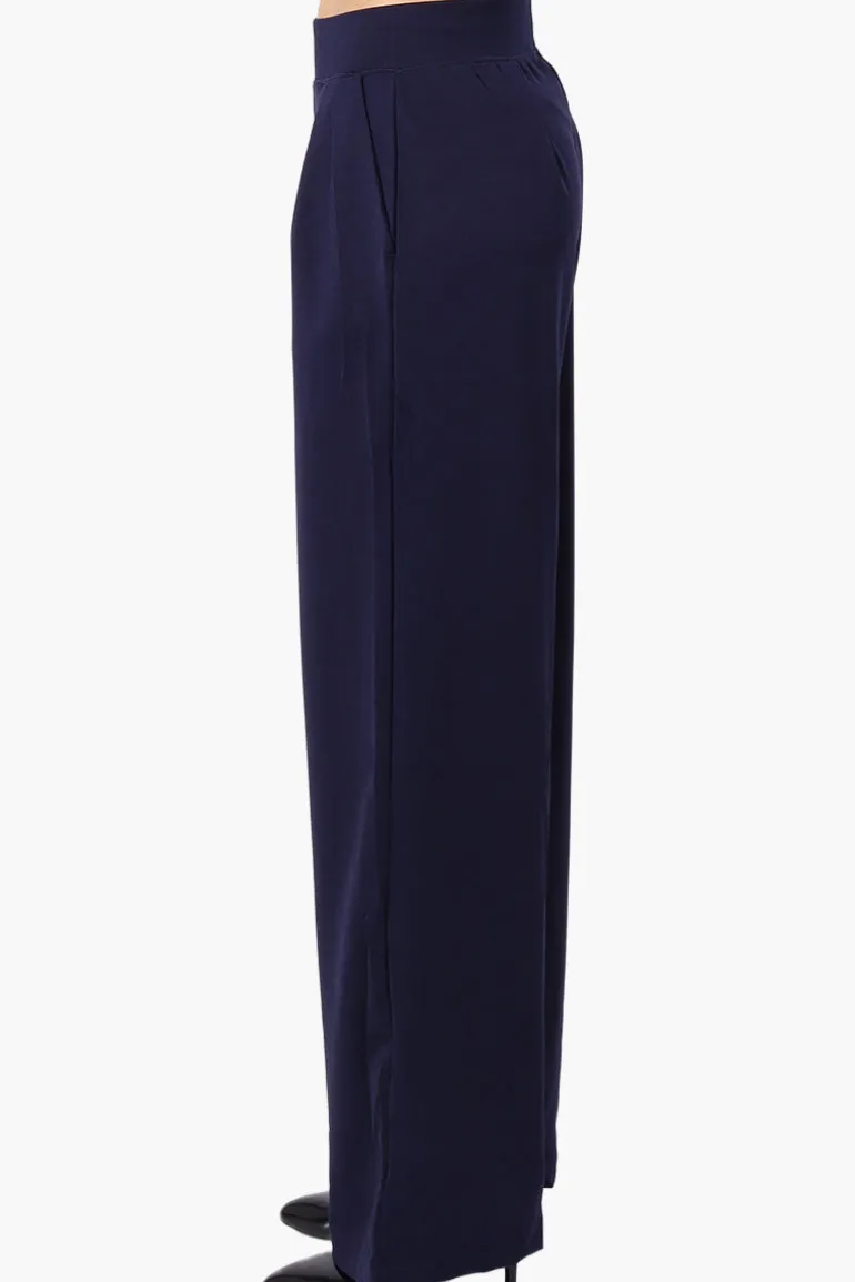 Costa Blanca Pleated Wide Leg Pants - Navy