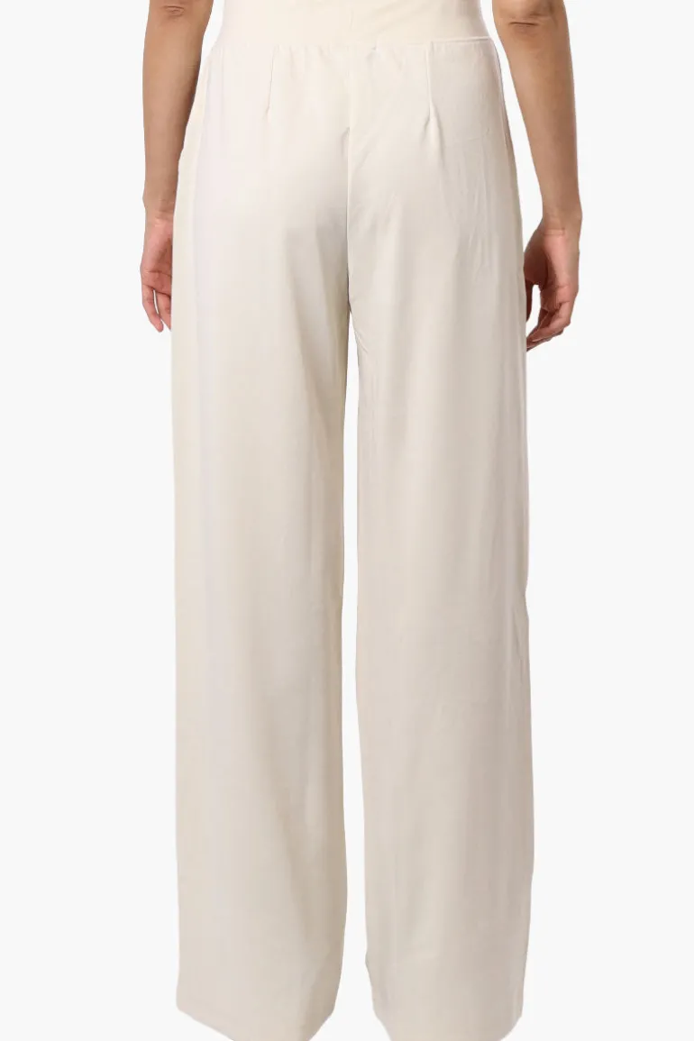 Costa Blanca Pleated Wide Leg Pants - Cream