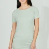 Costa Blanca Ribbed Short Sleeve Ruched Side Day Dress - Mint