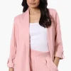 Costa Blanca Roll Up Sleeve Open Blazer - Pink