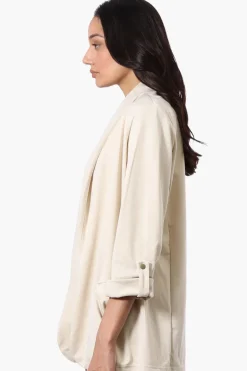 Costa Blanca Roll Up Sleeve Open Blazer - Cream
